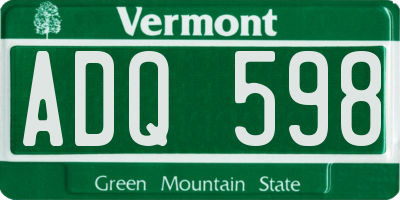 VT license plate ADQ598