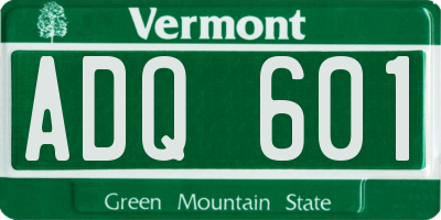 VT license plate ADQ601