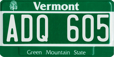 VT license plate ADQ605