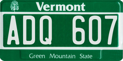 VT license plate ADQ607