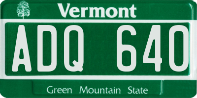 VT license plate ADQ640