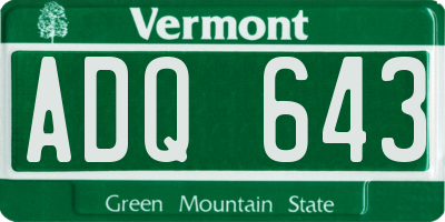 VT license plate ADQ643