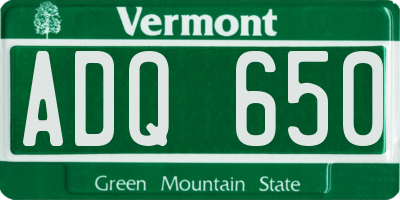 VT license plate ADQ650