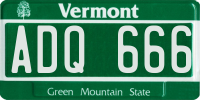 VT license plate ADQ666