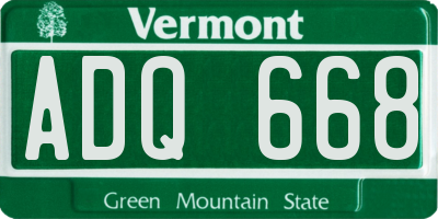 VT license plate ADQ668