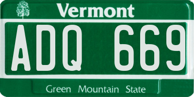 VT license plate ADQ669