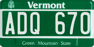 VT license plate ADQ670