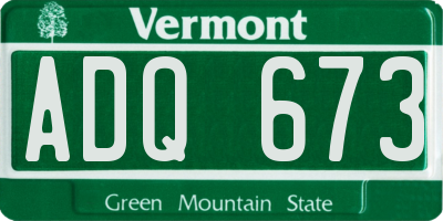 VT license plate ADQ673