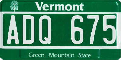 VT license plate ADQ675
