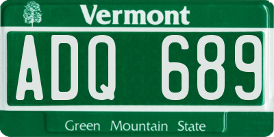 VT license plate ADQ689