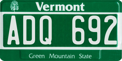 VT license plate ADQ692
