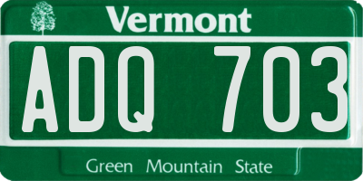 VT license plate ADQ703