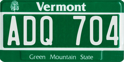 VT license plate ADQ704