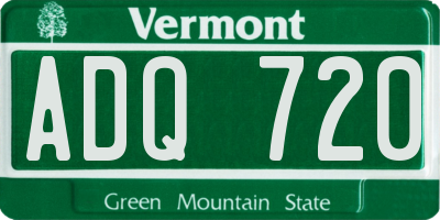 VT license plate ADQ720