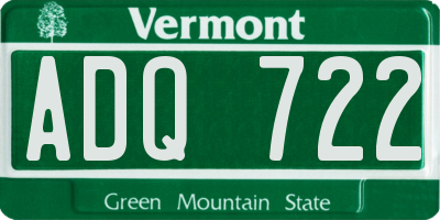 VT license plate ADQ722