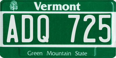 VT license plate ADQ725