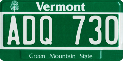 VT license plate ADQ730