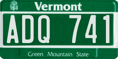 VT license plate ADQ741