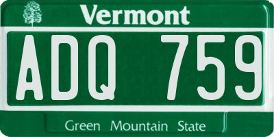 VT license plate ADQ759