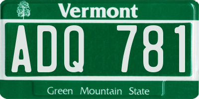 VT license plate ADQ781