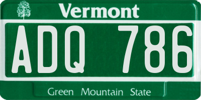 VT license plate ADQ786
