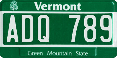VT license plate ADQ789