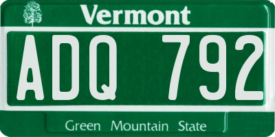 VT license plate ADQ792