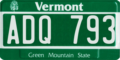 VT license plate ADQ793