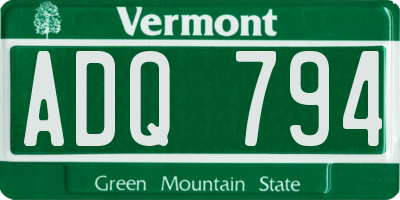VT license plate ADQ794