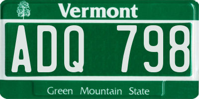 VT license plate ADQ798