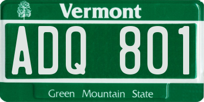 VT license plate ADQ801