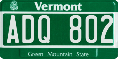 VT license plate ADQ802