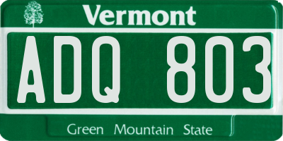 VT license plate ADQ803