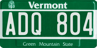 VT license plate ADQ804