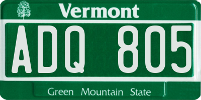 VT license plate ADQ805