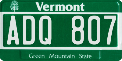 VT license plate ADQ807