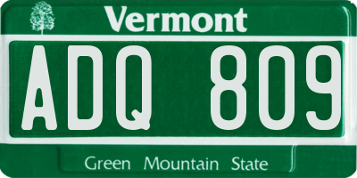 VT license plate ADQ809