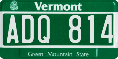VT license plate ADQ814