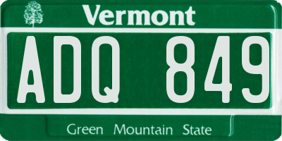 VT license plate ADQ849
