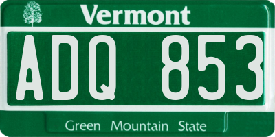 VT license plate ADQ853