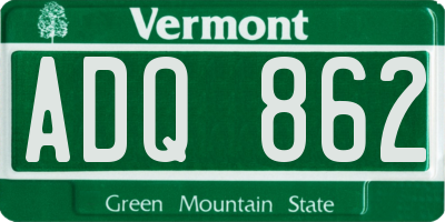 VT license plate ADQ862