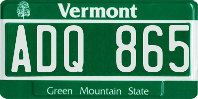 VT license plate ADQ865