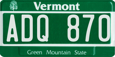 VT license plate ADQ870