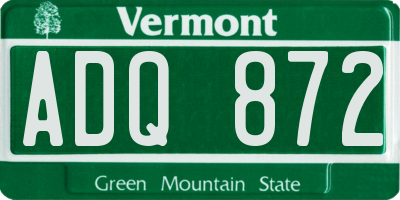 VT license plate ADQ872