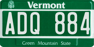 VT license plate ADQ884
