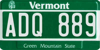 VT license plate ADQ889