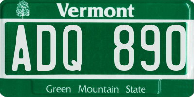 VT license plate ADQ890