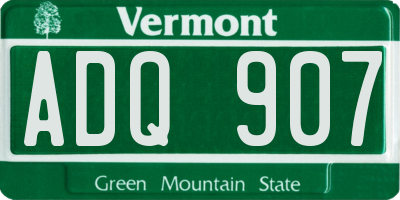 VT license plate ADQ907