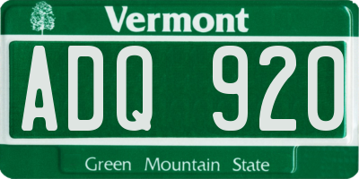 VT license plate ADQ920