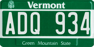 VT license plate ADQ934